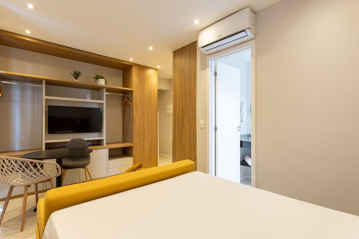 Apartamento en Campo Belo con piscina, gimnasio y balcón